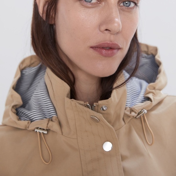 Zara Hooded Jacket in Beige - Picture 4 of 9